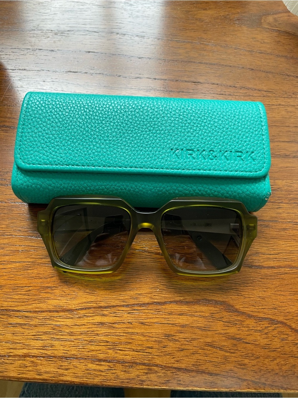 Brand new Kirk & Kirk Liam Olive Green Square Sunglasses